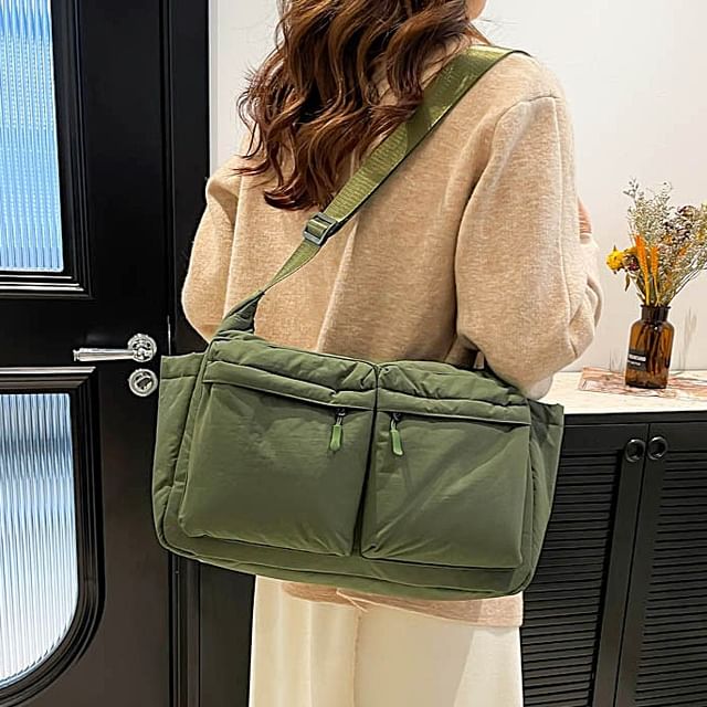 Nylon Plain Bag Messenger