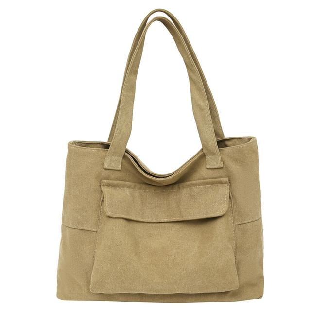 Plain Tote Canvas Flap Pocket Bag
