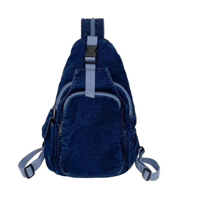 Buckle Denim Sling Bag