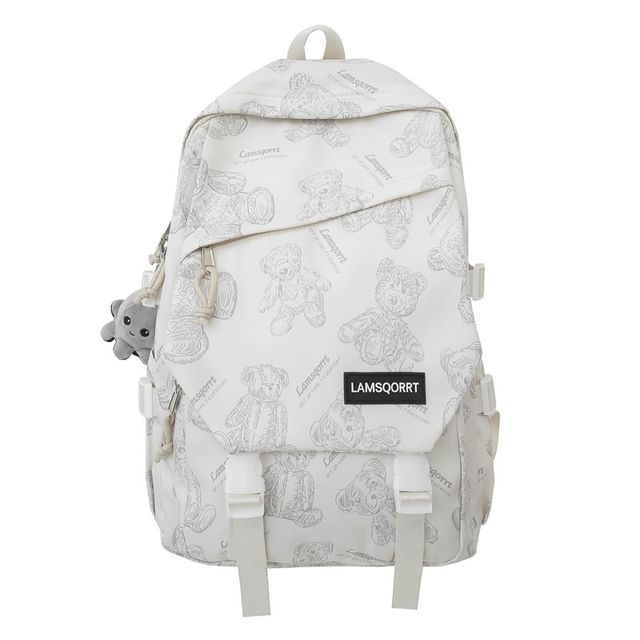 Sample Bear Print Buckled Nylon Backpack