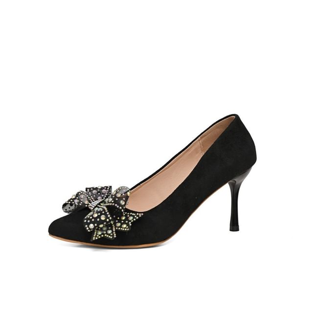 Pointed Stiletto Bow Pumps