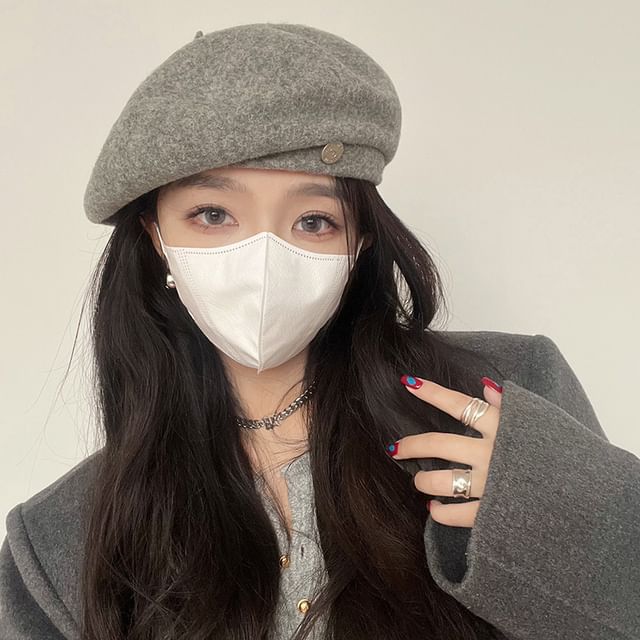Hat Wool Beret Disc Metal