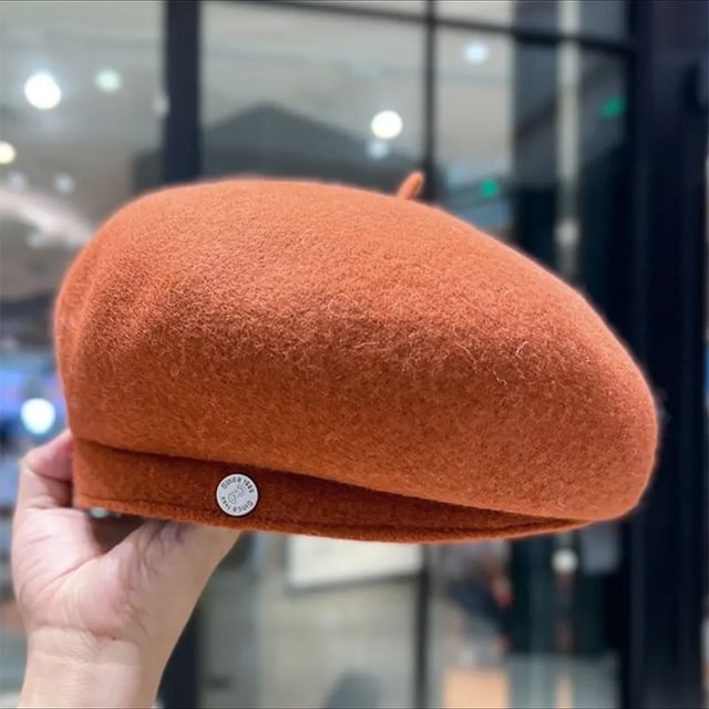 Hat Wool Beret Disc Metal