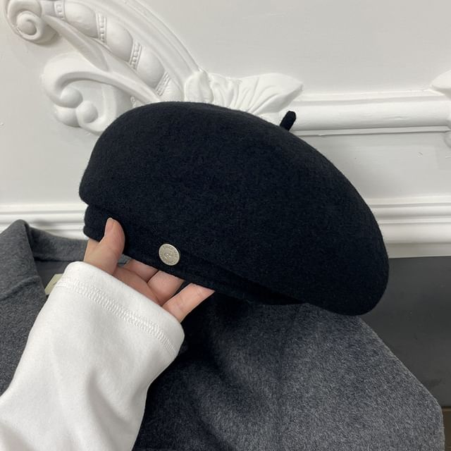 Hat Wool Beret Disc Metal