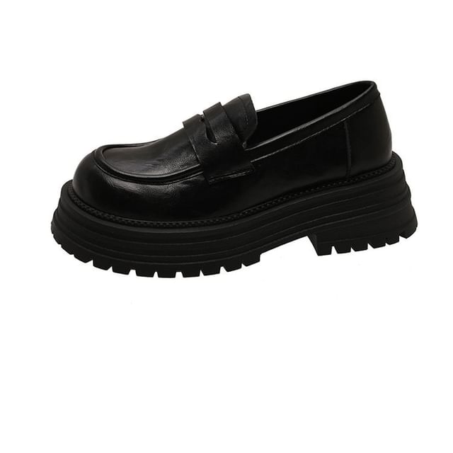 Faux Leather Loafers Platform