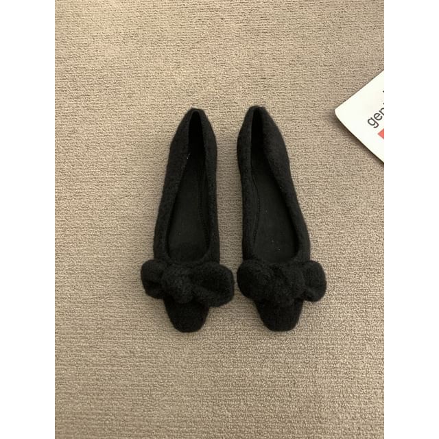 SampleSquare Toe Bow Wool Flats