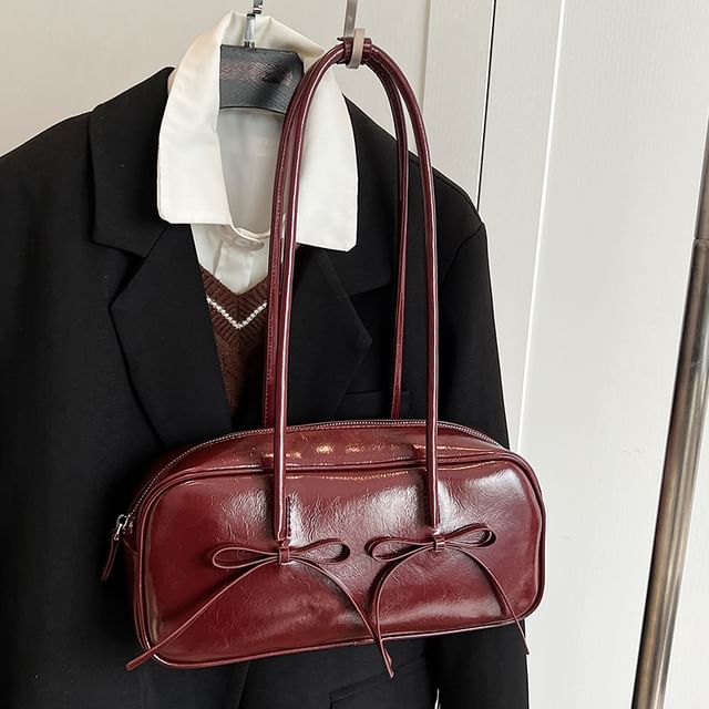 Bag Bow Leather Faux Shoulder