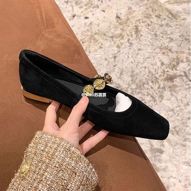 Pumps Low Plain Accent Heel Metal Mary Jane