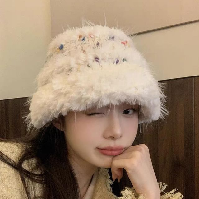 Hat Fluffy Knit Bucket