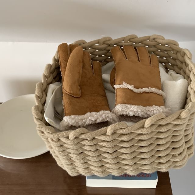 Suede Plain Fluffy Faux Gloves Trim