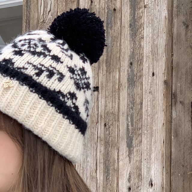 Patterned Pom Beanie