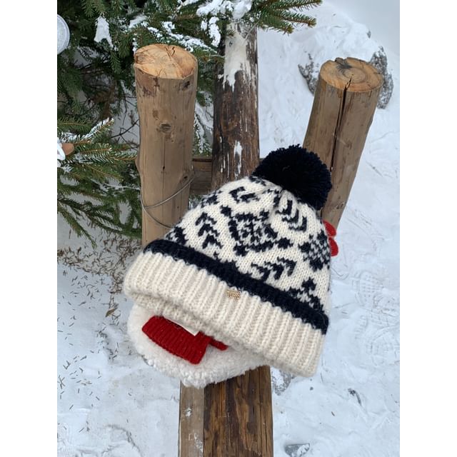 Patterned Pom Beanie
