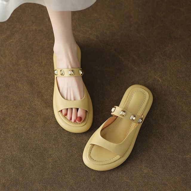Platform Studded Slide Sandals