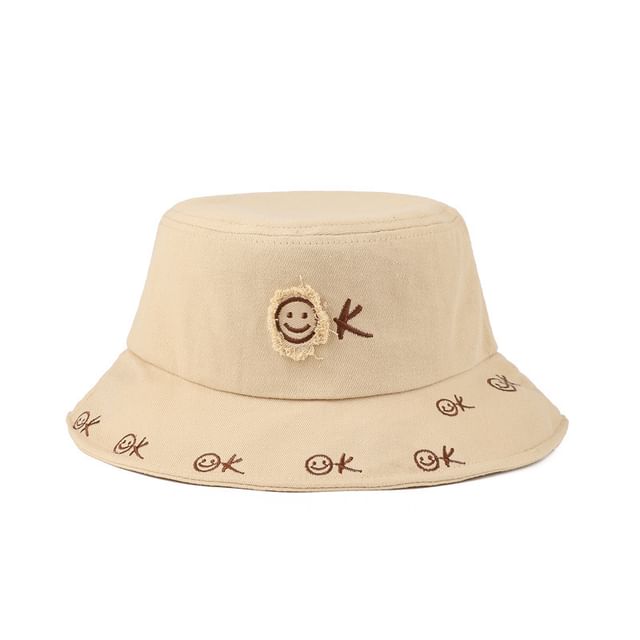 Embroidered Smiley Face Bucket Hat