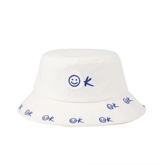 Embroidered Smiley Face Bucket Hat