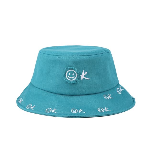 Embroidered Smiley Face Bucket Hat