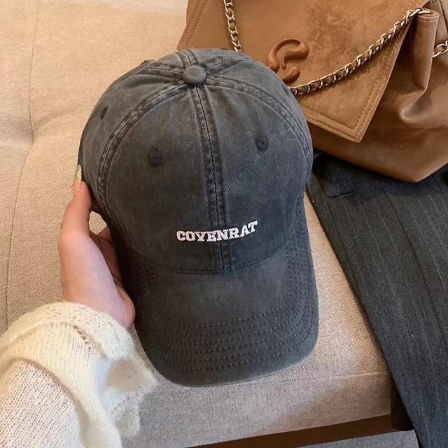 Washed Cap Lettering Embroidered Baseball