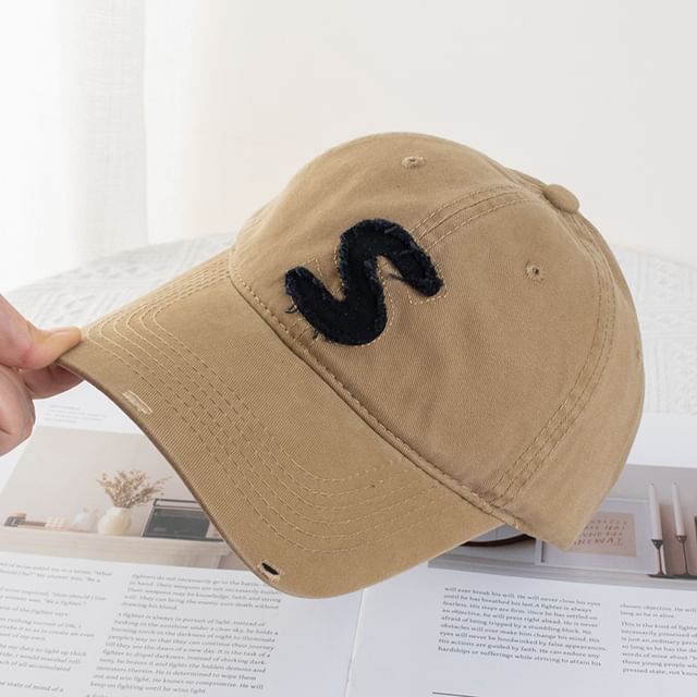 Applique Lettering Baseball Distressed Cap