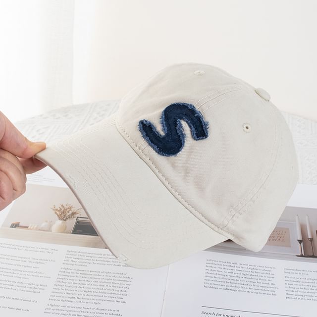 Applique Lettering Baseball Distressed Cap