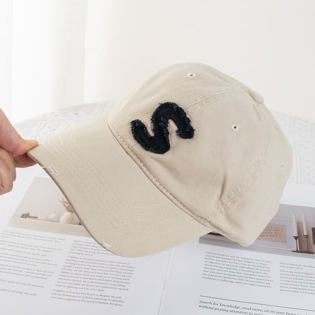 Applique Lettering Baseball Distressed Cap