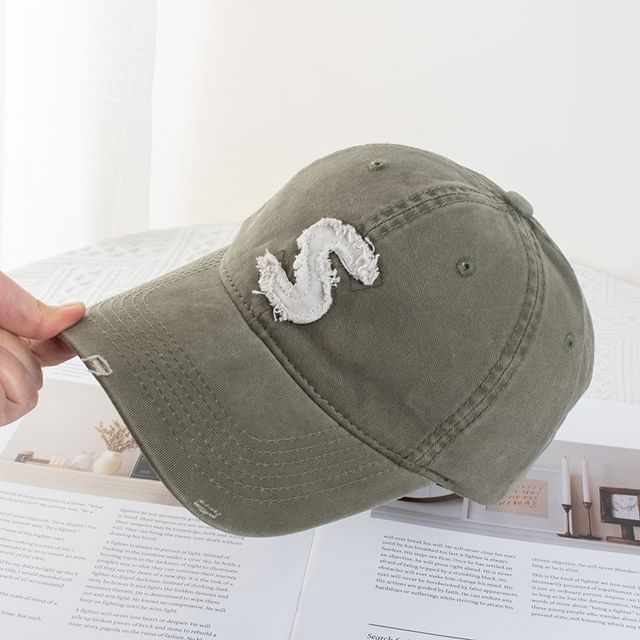 Applique Lettering Baseball Distressed Cap