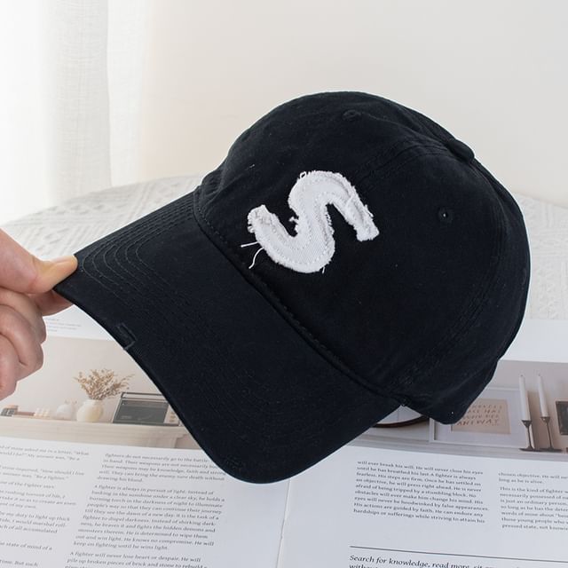Applique Lettering Baseball Distressed Cap
