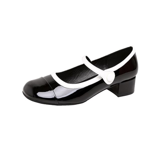 Pumps Jane Contrast Heel Block Mary Trim