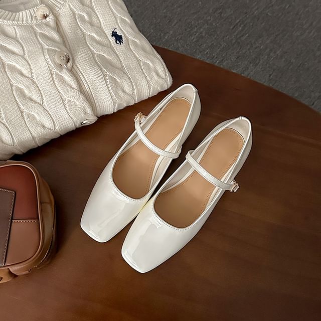 Shoes Chunky Toe Square Jane Mary Heel