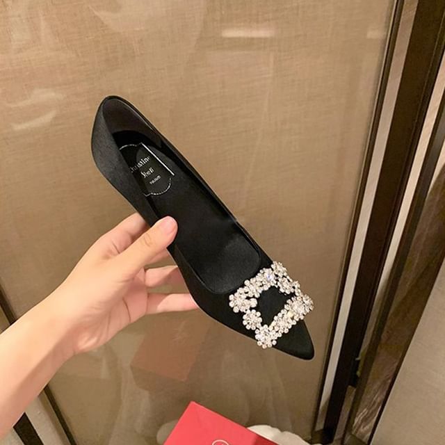Rhinestone Pumps Kitten Heel Pointed