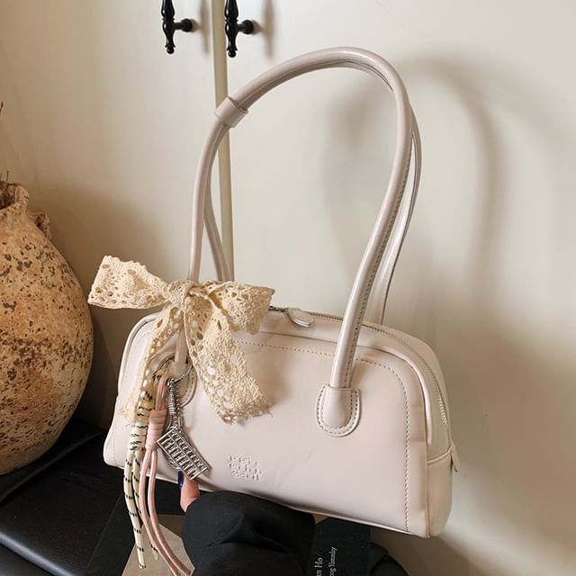 Bowler Leather Bag Faux Lettering