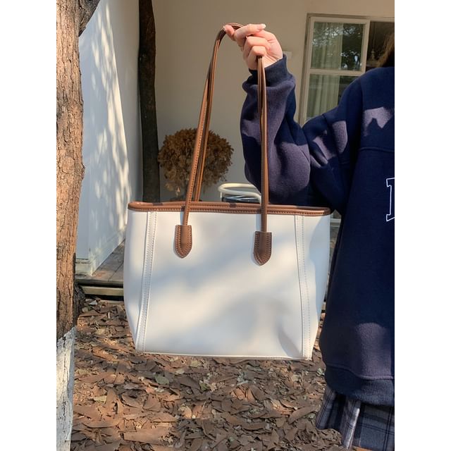 Bag Faux Tote Plain Leather