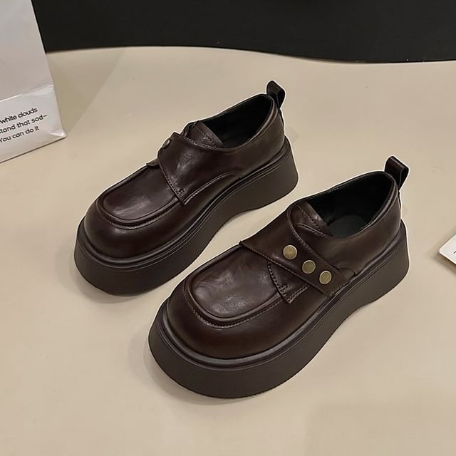 Strap Faux Platform Leather Adhesive Shoes Plain