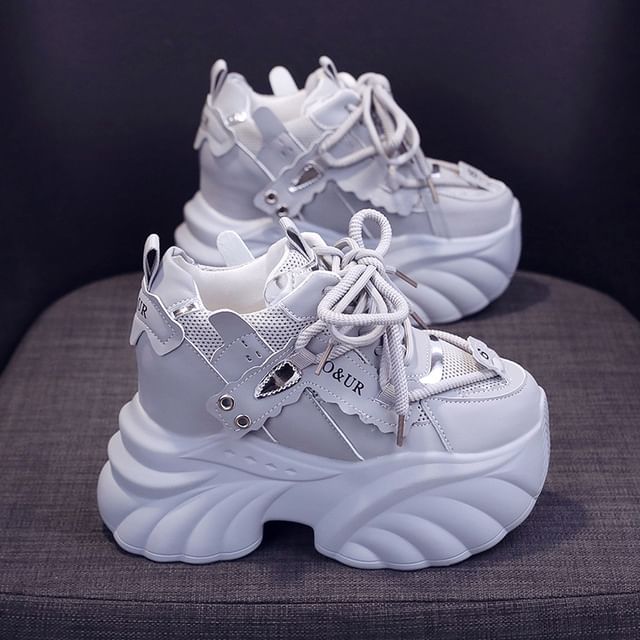 Platform Lettering Sneakers Lace-Up
