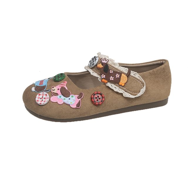 Applique Cartoon Animal Jane Mary Shoes