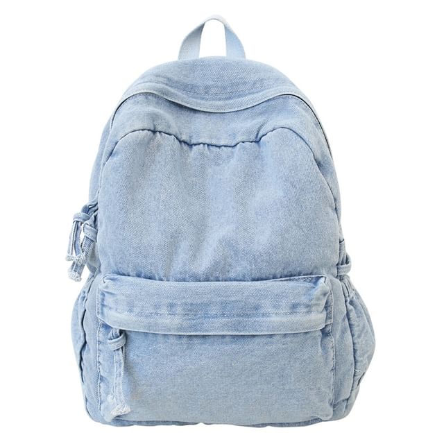 Washed Zip Denim Backpack