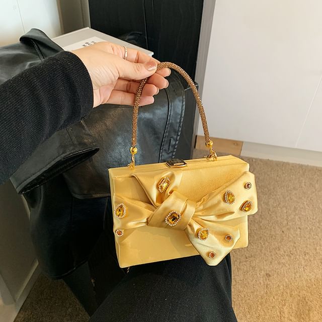 Wholesale Sample Rhinestone Bow Box Crossbody Bag