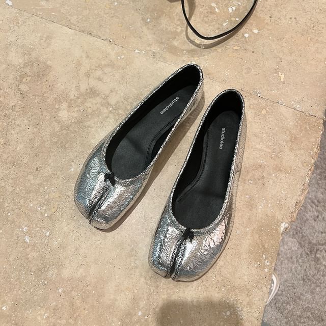 Flats Toe Genuine Leather Metallic Split