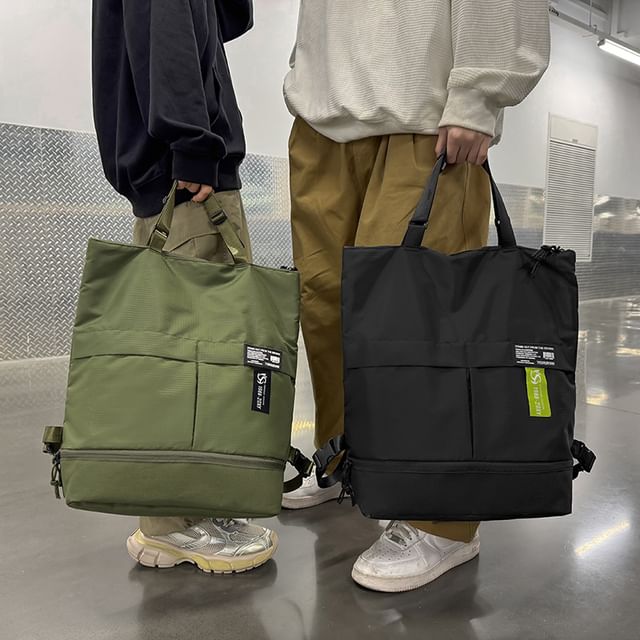 Panel Applique Tote Backpack Nylon