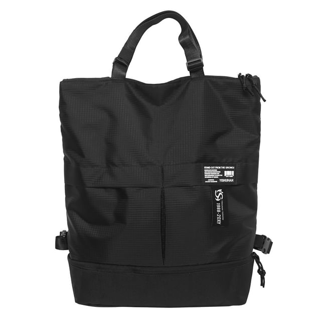 Panel Applique Tote Backpack Nylon