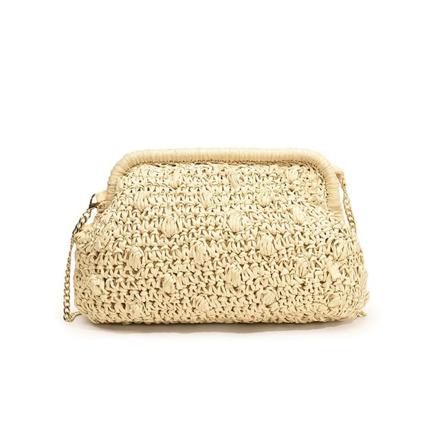 Sample Chain Strap Textured Straw Crossbody Bag