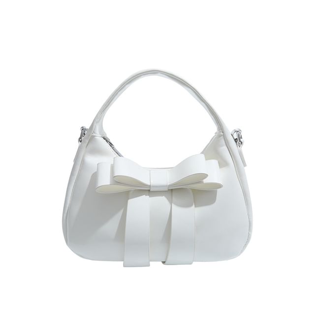 Sample Chain Strap Plain Bow Accent Faux Leather Crossbody Bag