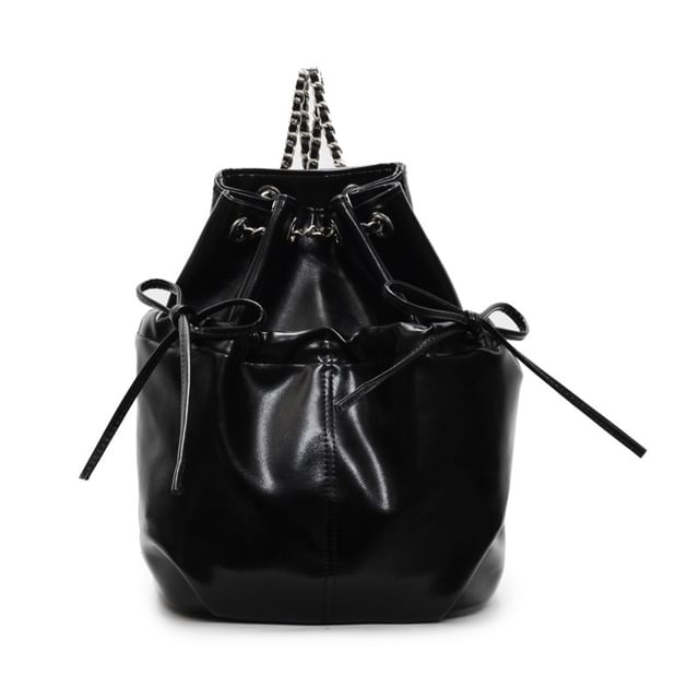 Sample Plain Drawstring Faux Leather Backpack