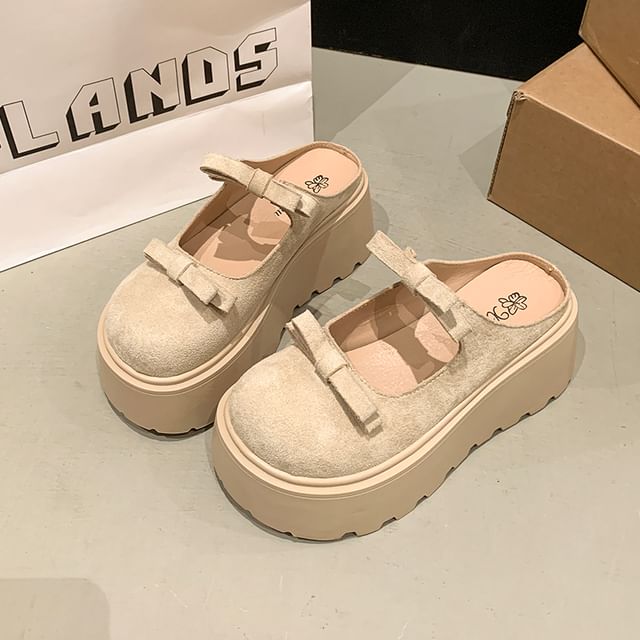Platform Jane Mules Accent Mary Plain Bow