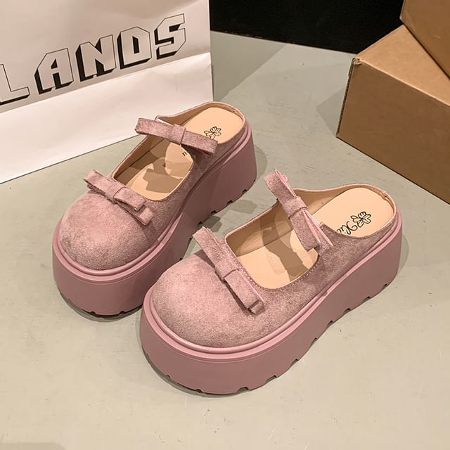 Platform Jane Mules Accent Mary Plain Bow