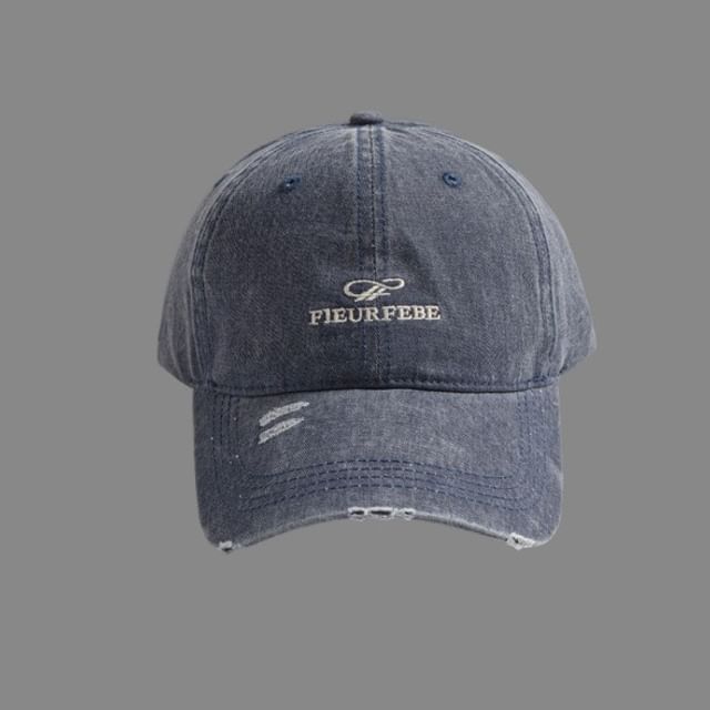 Washed Distressed Cap Embroidered Letter