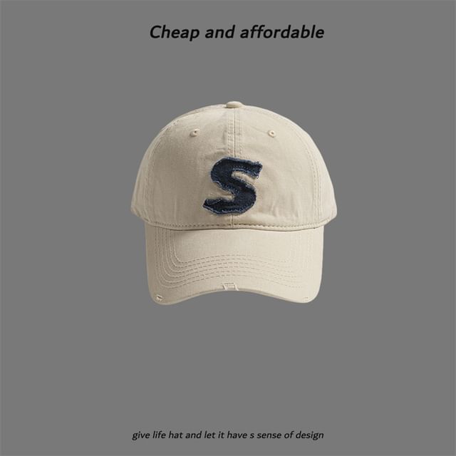 Cap Distressed Letter Applique