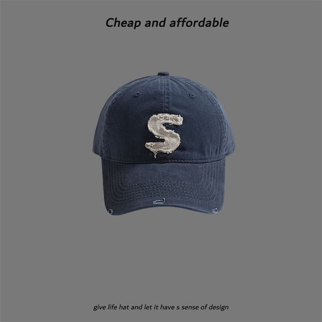 Cap Distressed Letter Applique