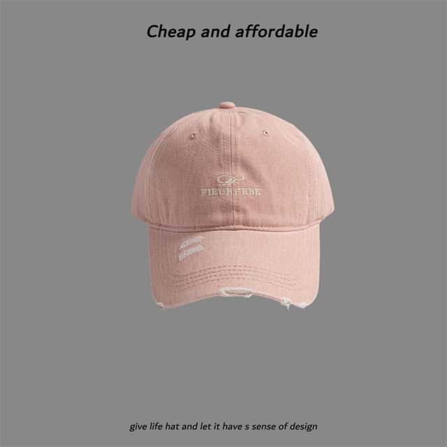 Washed Distressed Cap Embroidered Letter