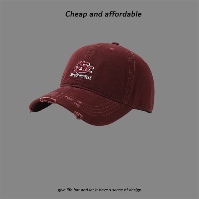 Letter Distressed Cap Embroidered