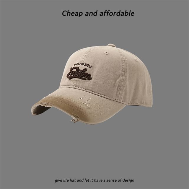 Washed Cap Letter Distressed Embroidered